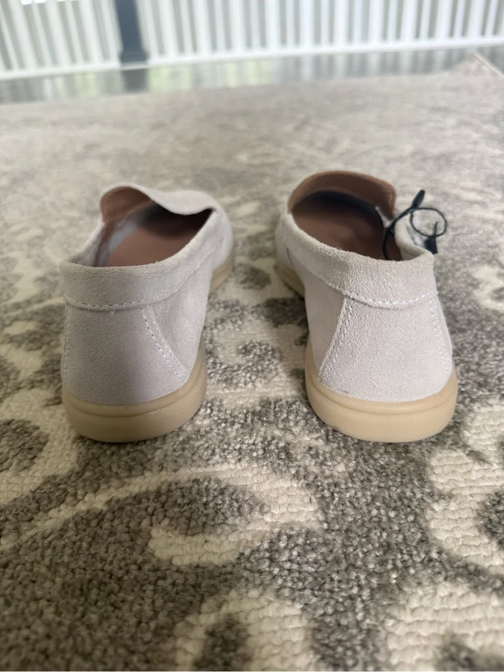 Tahari Light Gray Soft Suede Slip-On Loafers quiet luxury Size 7 NWT